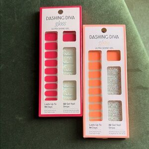 Dashing Diva Gloss Gel Nail Strips - Pink & Orange Sets